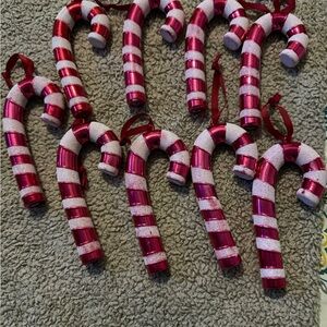 Festive Candy Cane Ornaments - Red and White